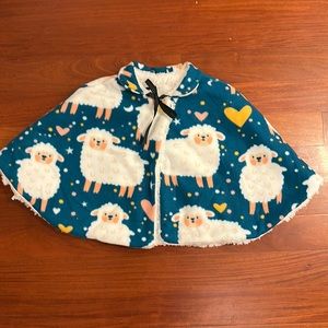 HANDMADE beautiful girl winter cape, fleece and Sherpa 12-18 months